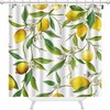 Lemon Shower Curtain Featuring Fruits and Leaves in a Seamless Pattern for A Fresh and Vibrant Look