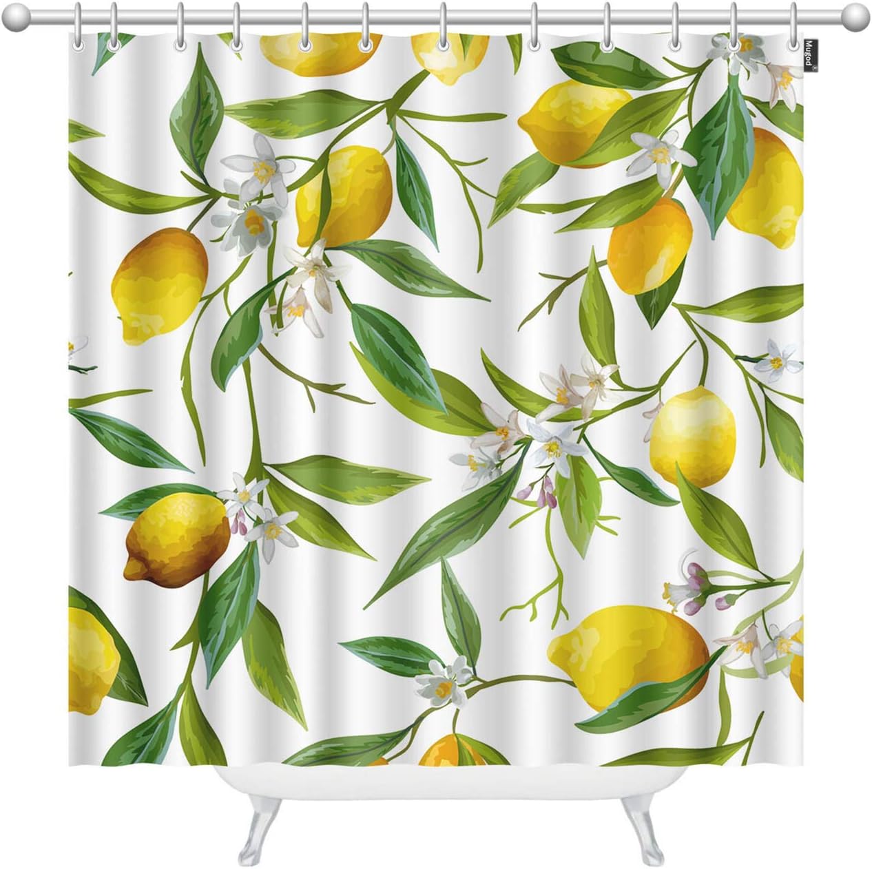 Lemon Shower Curtain Featuring Fruits and Leaves in a Seamless Pattern for A Fresh and Vibrant Look