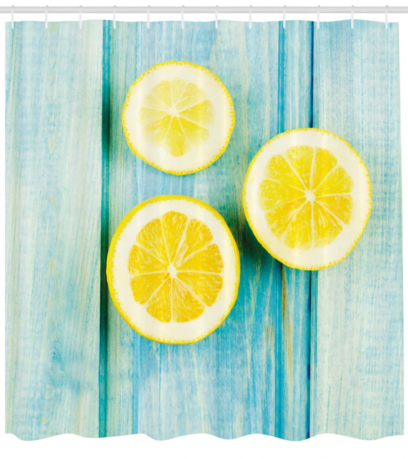 Lemon Shower Curtain - Juicy Slices Wood Print - Fresh Bathroom Decor