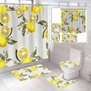 Lemon Theme Shower Curtain And Bathroom Decor Set With Fruitful Quotes