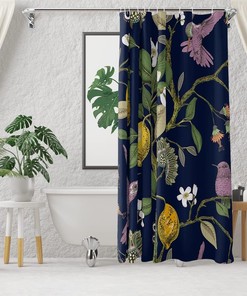 Lemon Tree And Hummingbird Fashion Shower Curtain For Nature Lovers Bathroom
