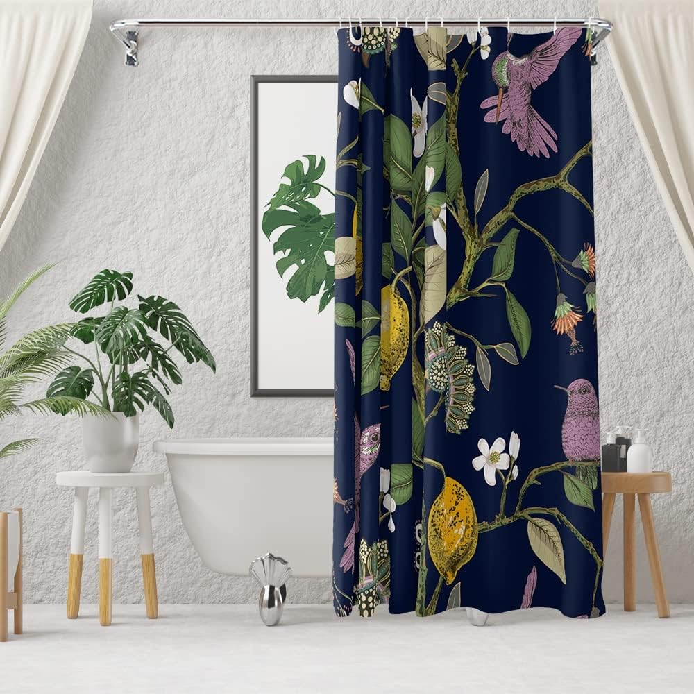 Lemon Tree And Hummingbird Fashion Shower Curtain For Nature Lovers Bathroom