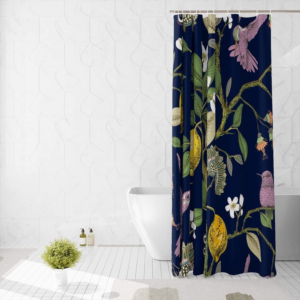 Lemon Tree And Hummingbird Fashion Shower Curtain For Nature Lovers Bathroom