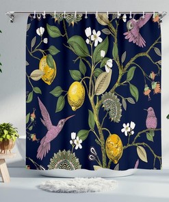 Lemon Tree And Hummingbird Fashion Shower Curtain For Nature Lovers Bathroom