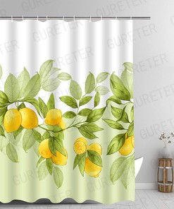 Lemon Tree Fruit And Flower Diagram Shower Curtain, Small Fresh Bathroom Decoration