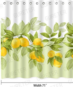 Lemon Tree Fruit And Flower Diagram Shower Curtain, Small Fresh Bathroom Decoration