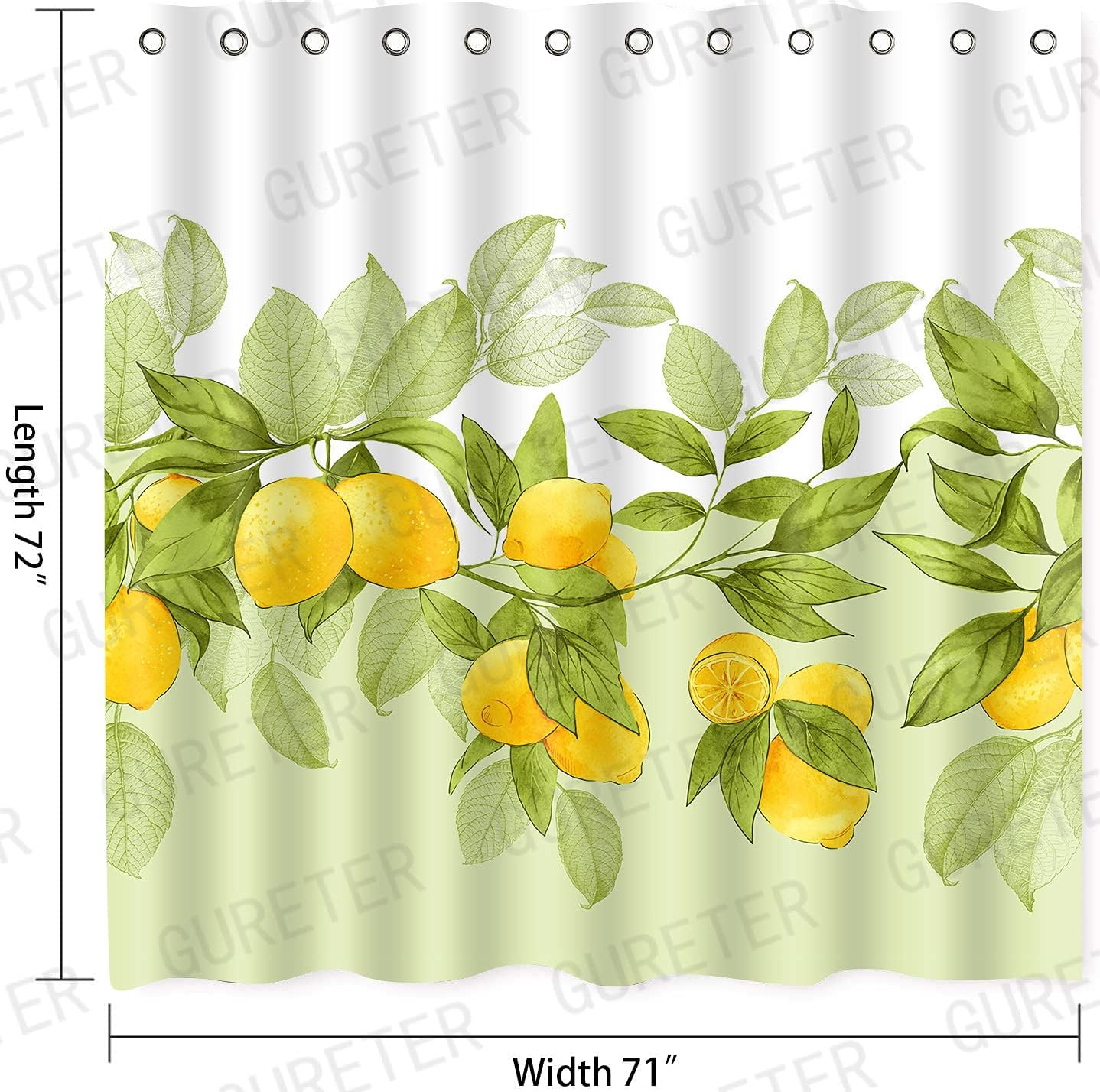 Lemon Tree Fruit And Flower Diagram Shower Curtain, Small Fresh Bathroom Decoration