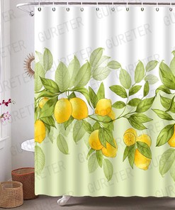 Lemon Tree Fruit And Flower Diagram Shower Curtain, Small Fresh Bathroom Decoration