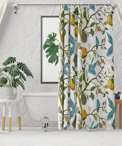 Lemon Tree Hummingbird Shower Curtain For Fresh Summer Bathroom Decor
