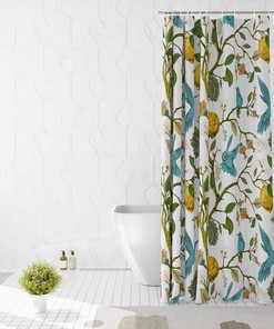 Lemon Tree Hummingbird Shower Curtain For Fresh Summer Bathroom Decor