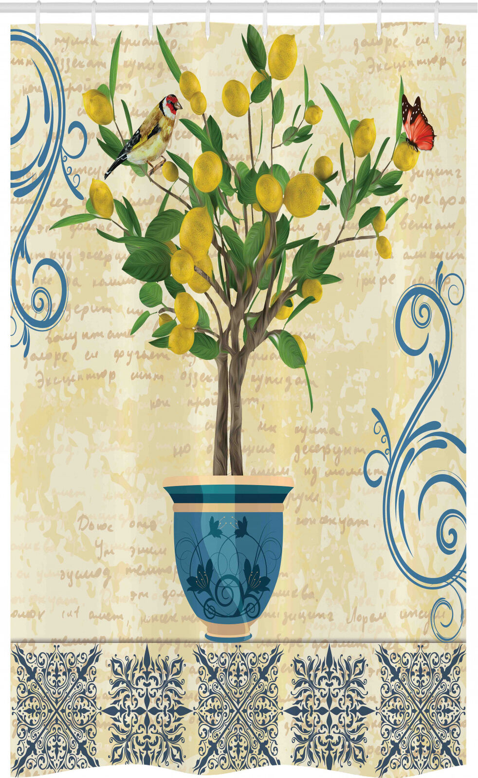 Lemon Tree Retro Style Stall Shower Curtain