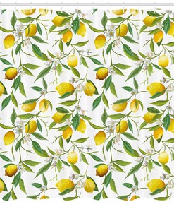 Lemon Woody Romantic Print Shower Curtain for a Warm and Inviting Bathroom Atmosphere