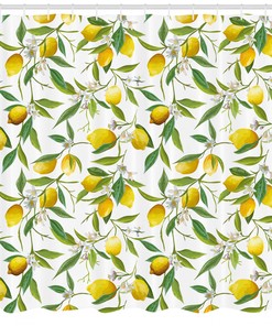 Lemon Woody Romantic Print Shower Curtain for a Warm and Inviting Bathroom Atmosphere