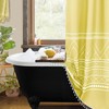 Lemon Yellow Boho Farmhouse Shower Curtain With Tassels, Modern Geometric Print Fabric, Water Repellent