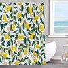 Lemon and Green Leaves Shower Curtain with Cute and Colorful Design for Modern Bathroom Decoration