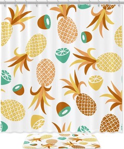 Lemon and Kiwi Fruits Pineapples Shower Curtain