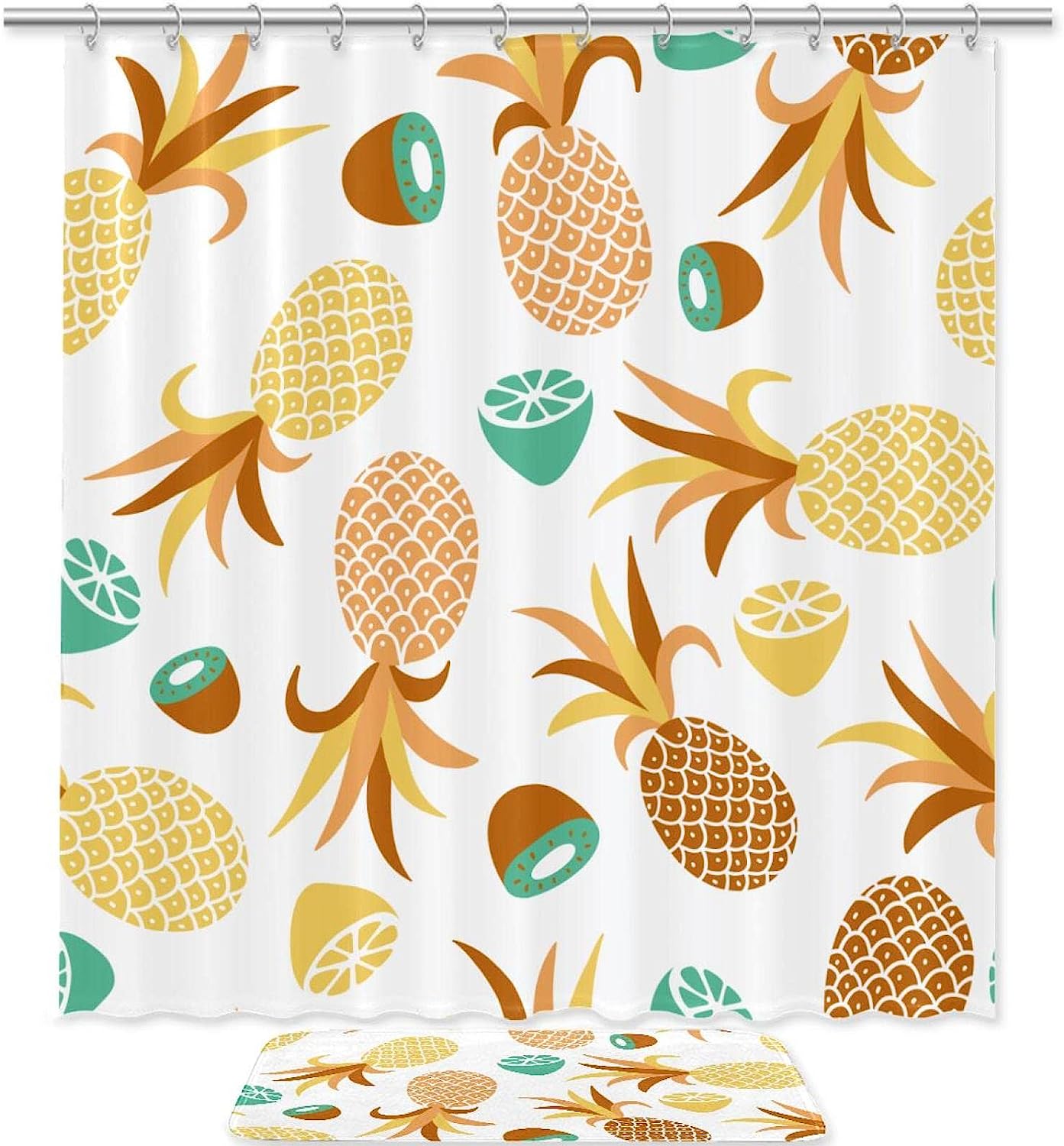 Lemon and Kiwi Fruits Pineapples Shower Curtain