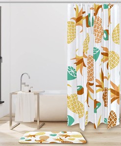 Lemon and Kiwi Fruits Pineapples Shower Curtain
