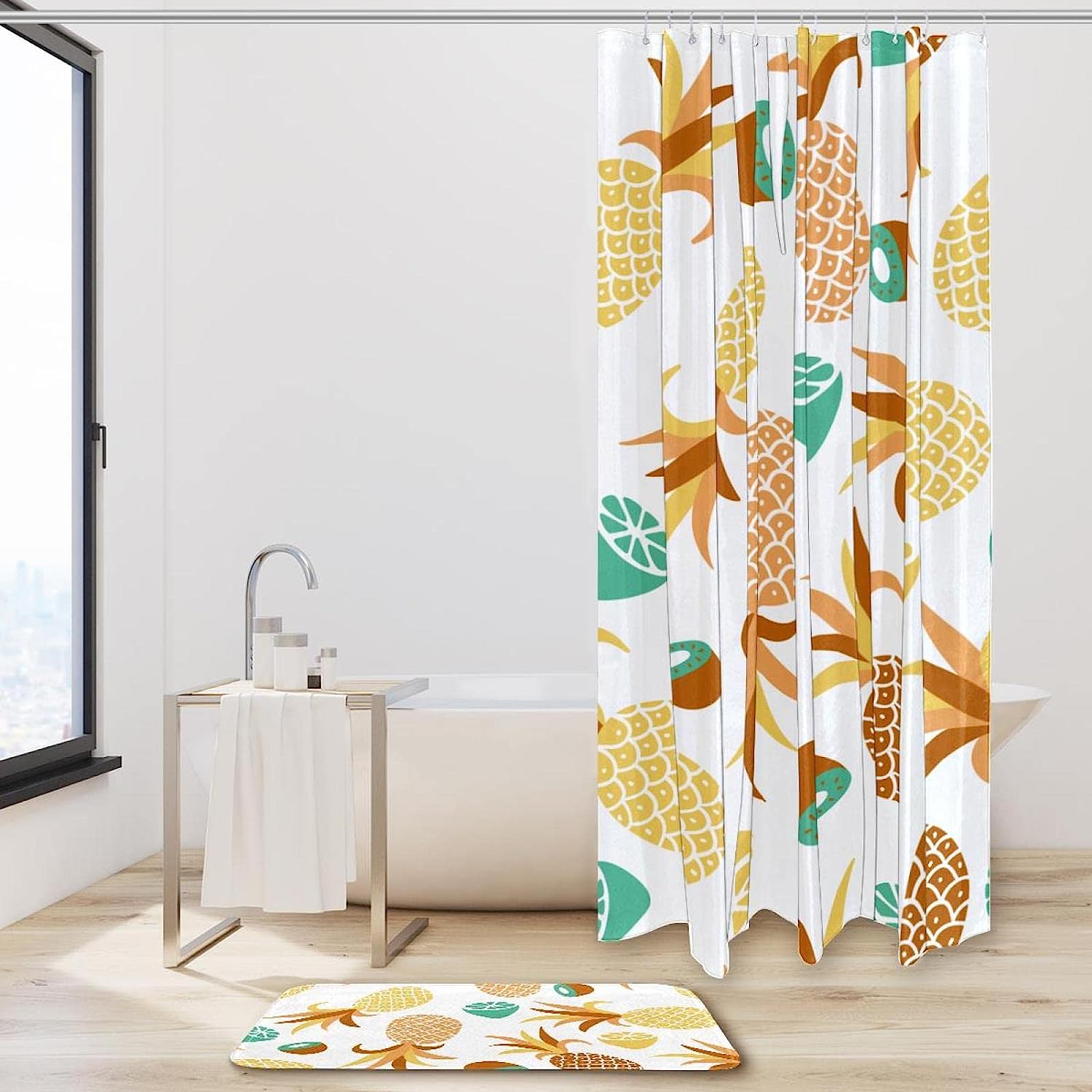 Lemon and Kiwi Fruits Pineapples Shower Curtain