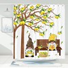 Lemon with Gnome on Bench Summer Shower Curtain for a Sunny Bathroom