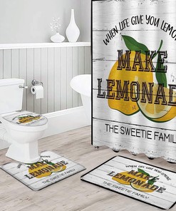 Lemonada Vintage Wood Background Shower Curtain for Retro Bathroom Decor