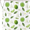 Lemons And Flower Pattern Shower Curtain, Waterproof Bathroom Curtain For Home Hotel Decor