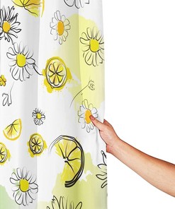 Lemons and Flowers Pattern Shower Curtain for Sunny Bathroom Decor