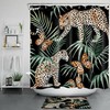 Leopard Butterfly and Palm Leaf Shower Curtain - Wildlife Bathroom Decor