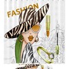 Leopard Fashion Girl Printed Bathroom Tub Set With Waterproof Fabric Shower Curtain