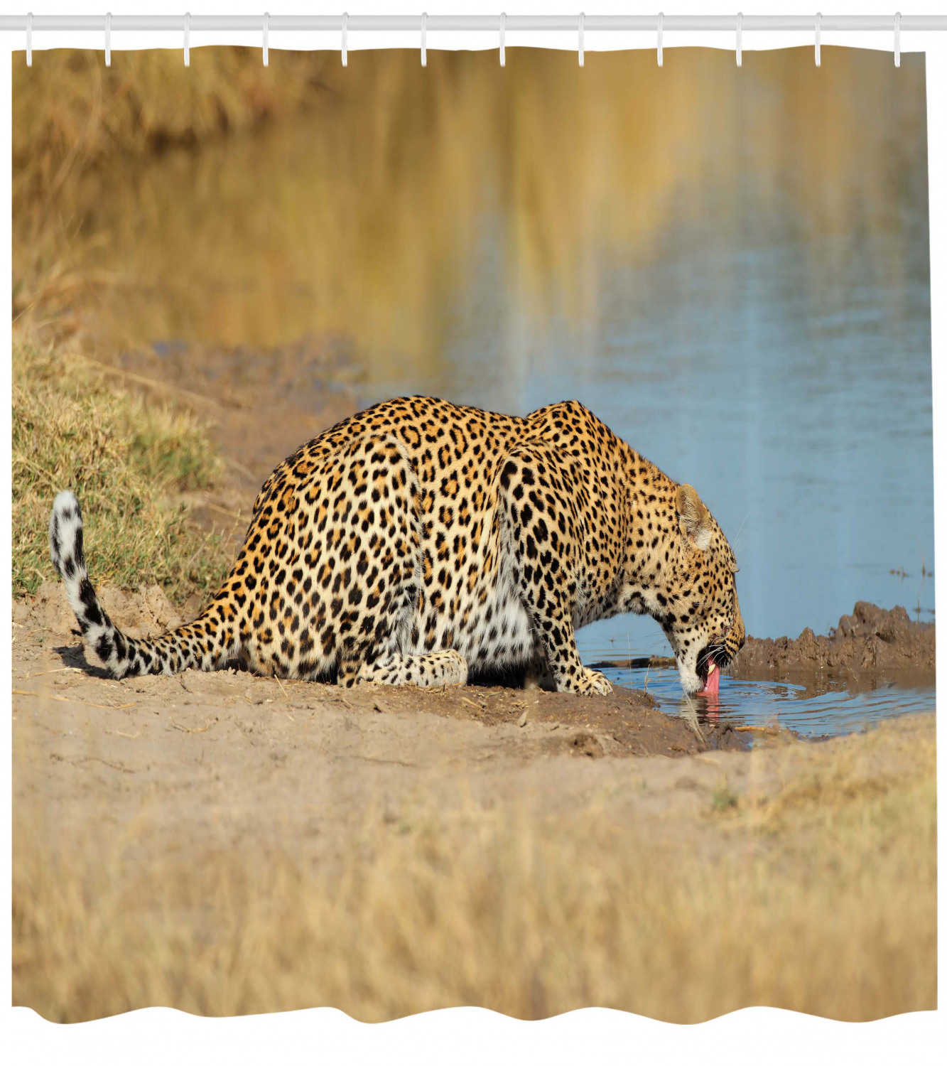 Leopard In Africa Safari Print Animal Shower Curtain For Bathroom Decor - Image 4