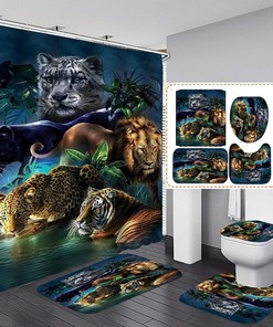 Leopard Lion And Tiger Fashion Shower Curtain For Animal Lovers Bathroom 