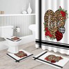 Leopard Love Heart Roses Shower Curtain | Valentine's Day Black White Fabric Bathroom Decor
