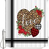 Leopard Love Rose Flower Red Valentine's Shower Curtain for Romantic Homes