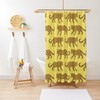 Leopard Parade Print Golden Navy Blue Rust on Lemon Yellow Bath Curtain Bathroom Decor Shower Curtain