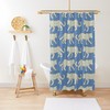 Leopard Parade Print Mint Camel on Denim Blue Bath Curtain Bathroom Decor Shower Curtain