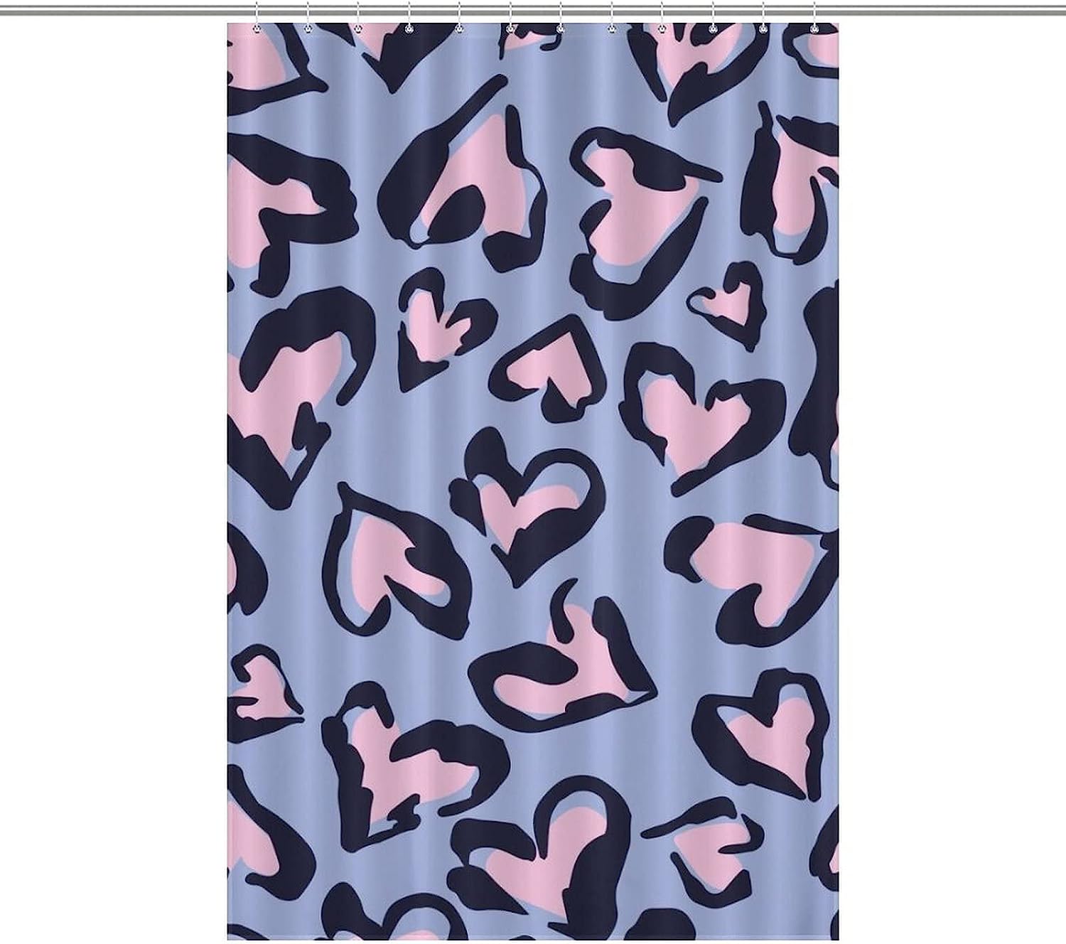 Leopard Pattern Heart Bathroom Shower Curtain For Stylish Bath