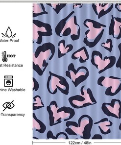 Leopard Pattern Heart Bathroom Shower Curtain For Stylish Bath