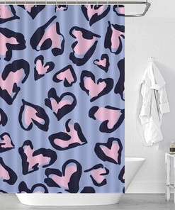 Leopard Pattern Heart Bathroom Shower Curtain For Stylish Bath