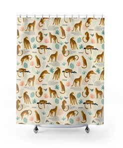 Leopard Pattern Long Shower Curtain for First Home or Housewarming Gift, Bathroom Decorative Idea