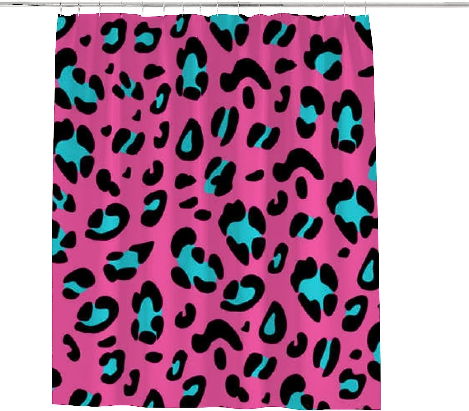 Leopard Pattern Pink Black Blue Vintage Bathroom Shower Curtain, Waterproof Fabric
