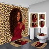 Leopard Print African American Shower Curtain With Black Girl And Yellow Accents For Bathroom