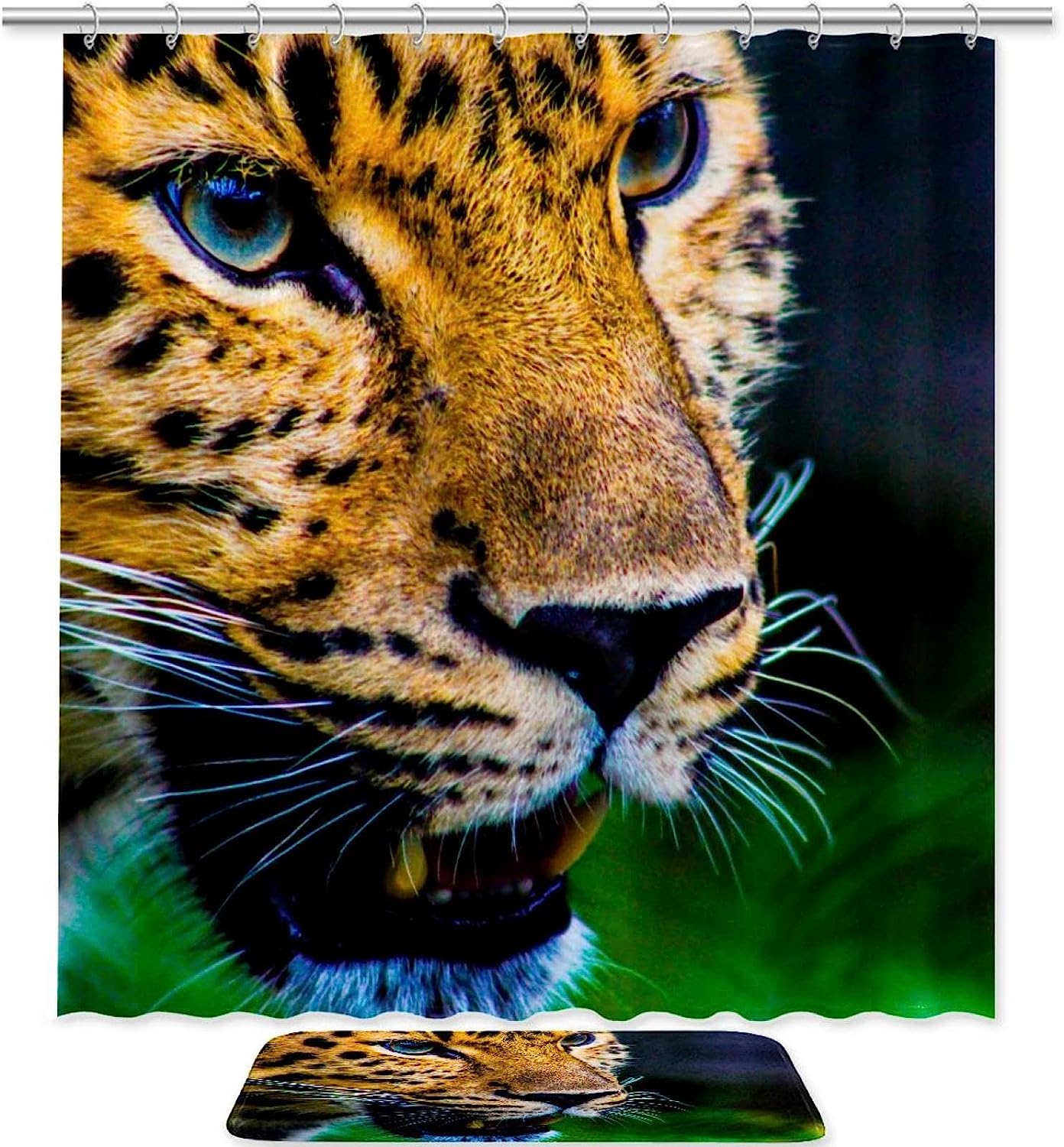 Leopard Print Animal Shower Curtain Waterproof Fabric For Bathroom