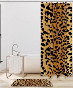 Leopard Print Background Shower Curtain, Neutral Bathroom Decor