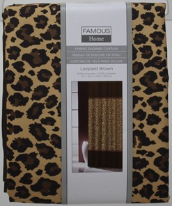 Leopard Print Brown Fabric Shower Curtain - Home Bathroom Decor
