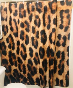Leopard Print Brown Shower Curtain For Bathroom Decor