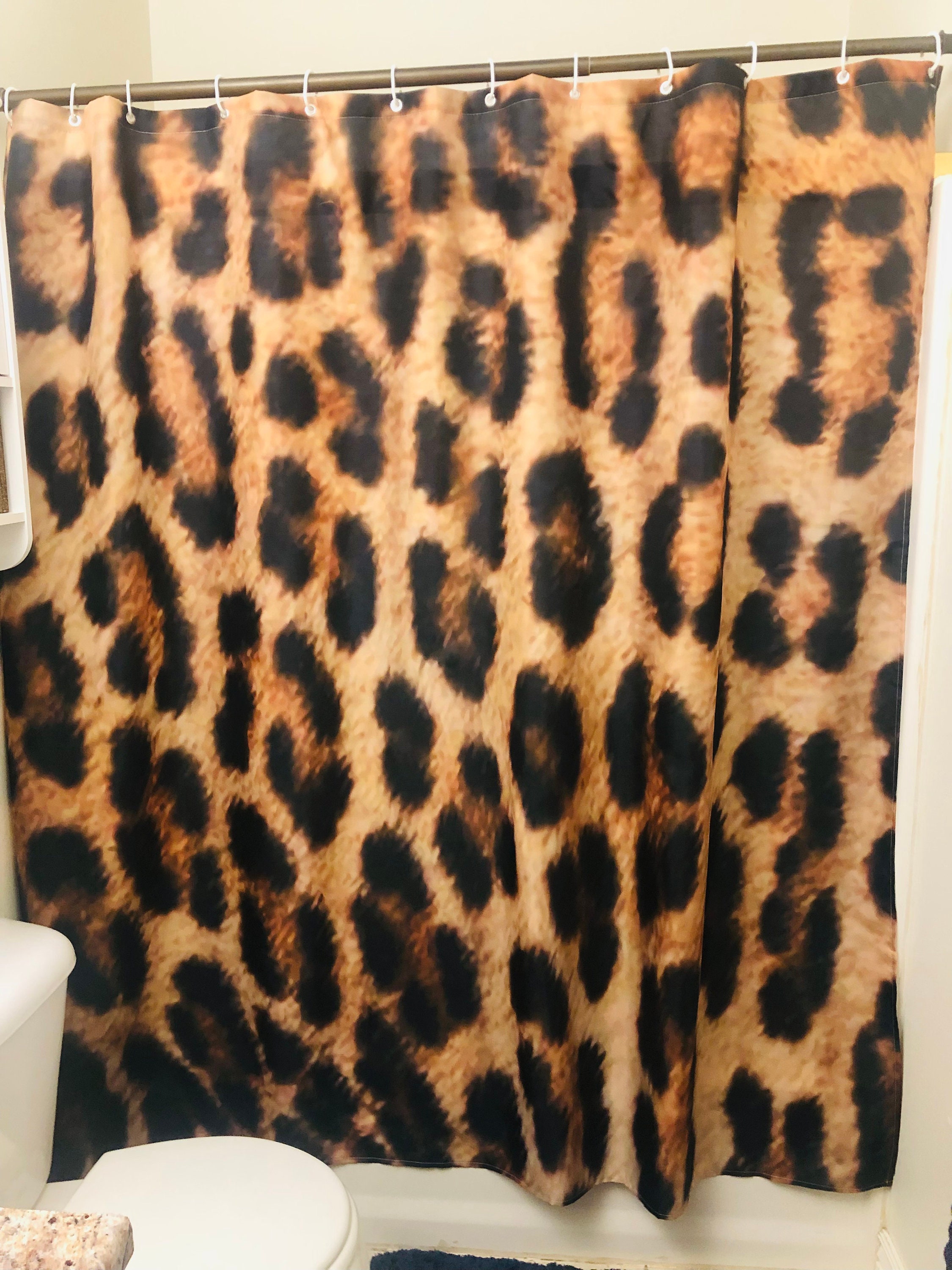 Leopard Print Brown Shower Curtain For Bathroom Decor