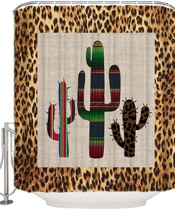 Leopard Print Cactus Shower Curtain For A Wild Bathroom Look
