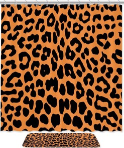 Leopard Print Fabric Shower Curtain, Durable Bathroom Decor