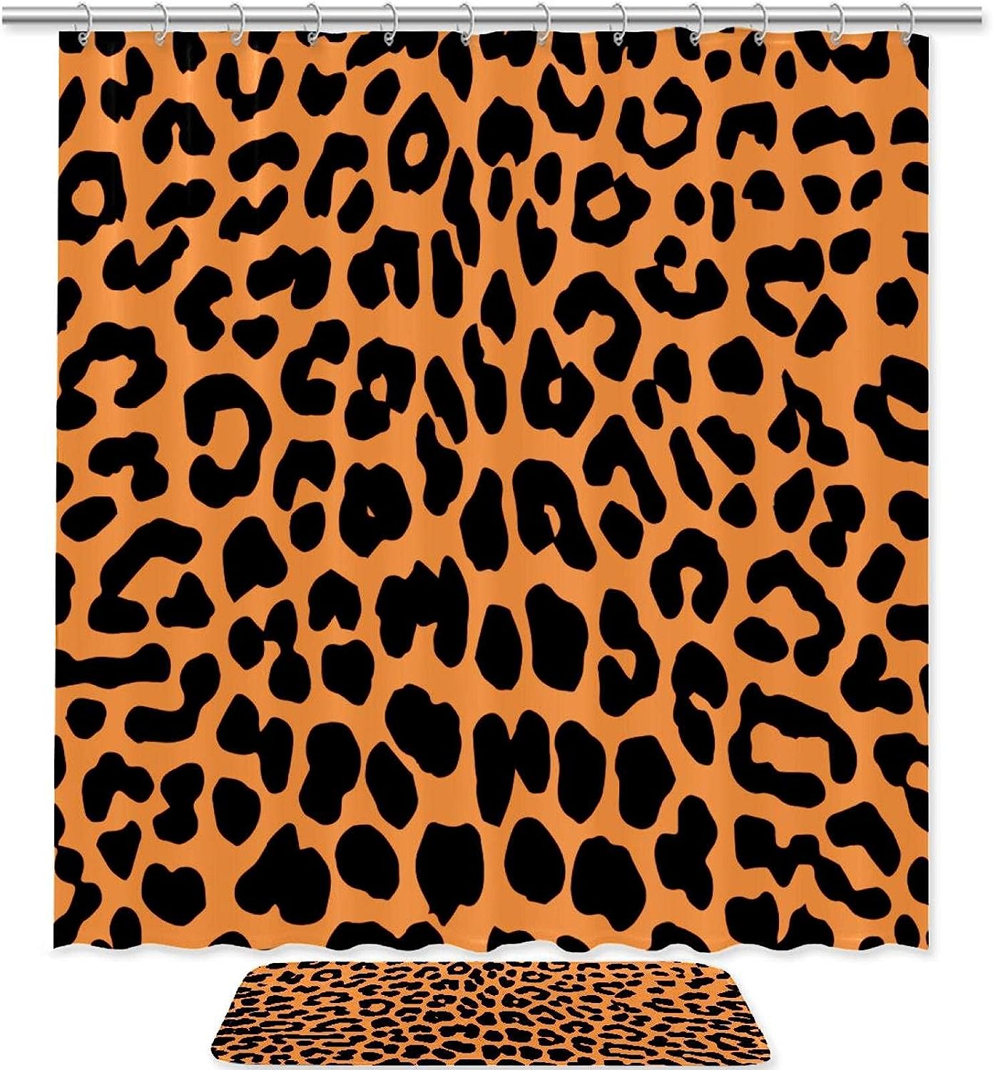 Leopard Print Fabric Shower Curtain, Durable Bathroom Decor