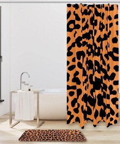 Leopard Print Fabric Shower Curtain, Durable Bathroom Decor